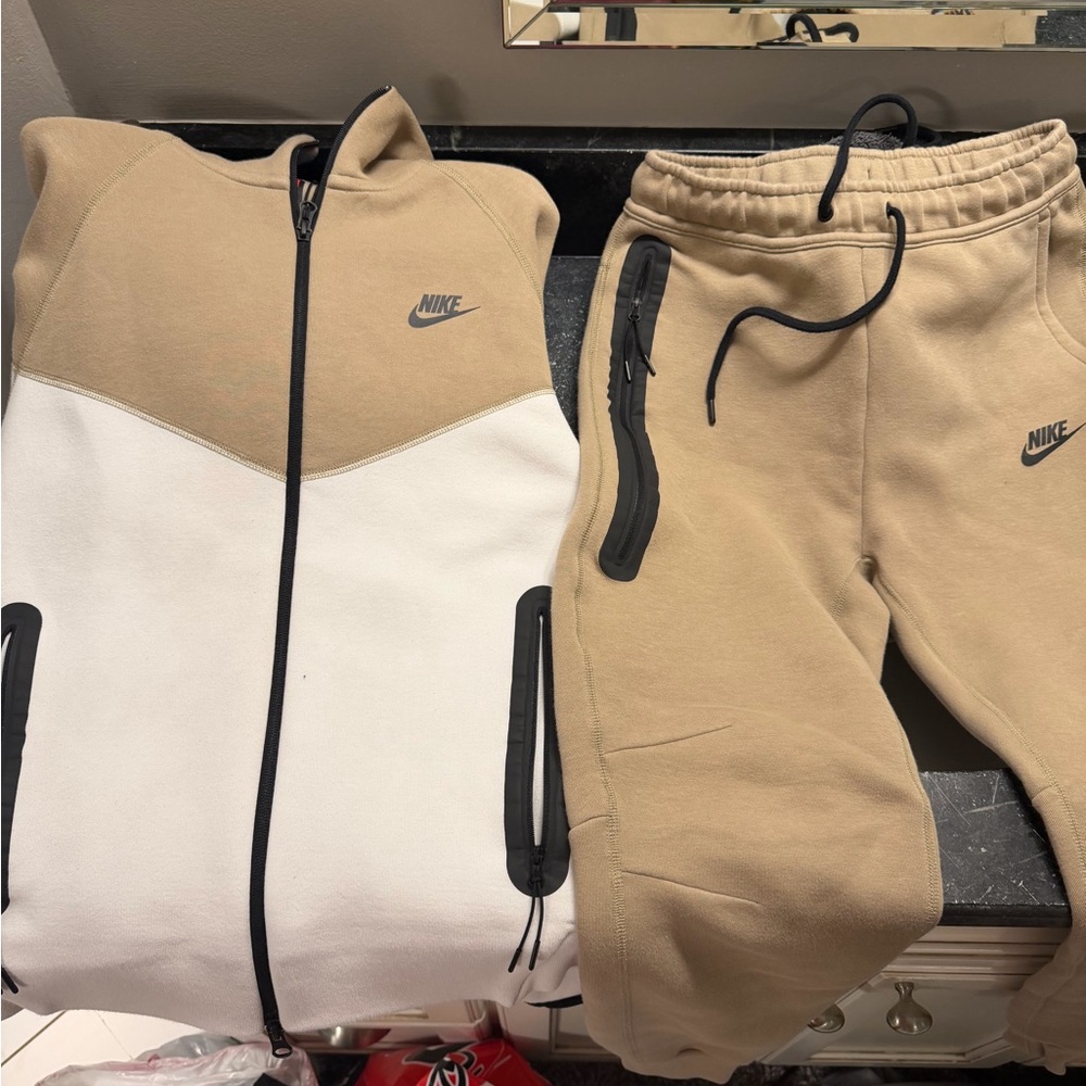 Nike Tech Beige and White Athletic Set